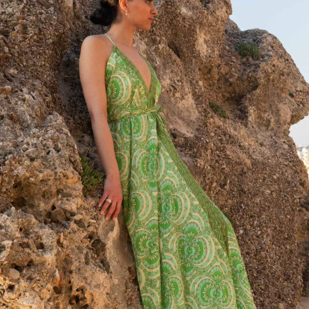  Victoria Disco Green Maxi Dress