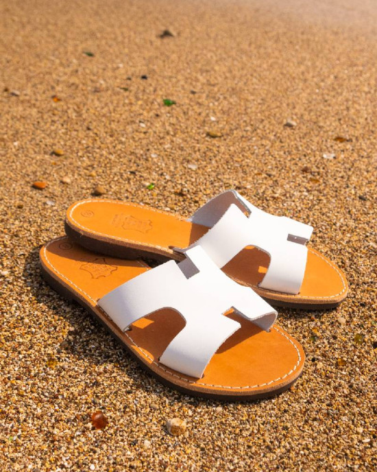 White leather sandals